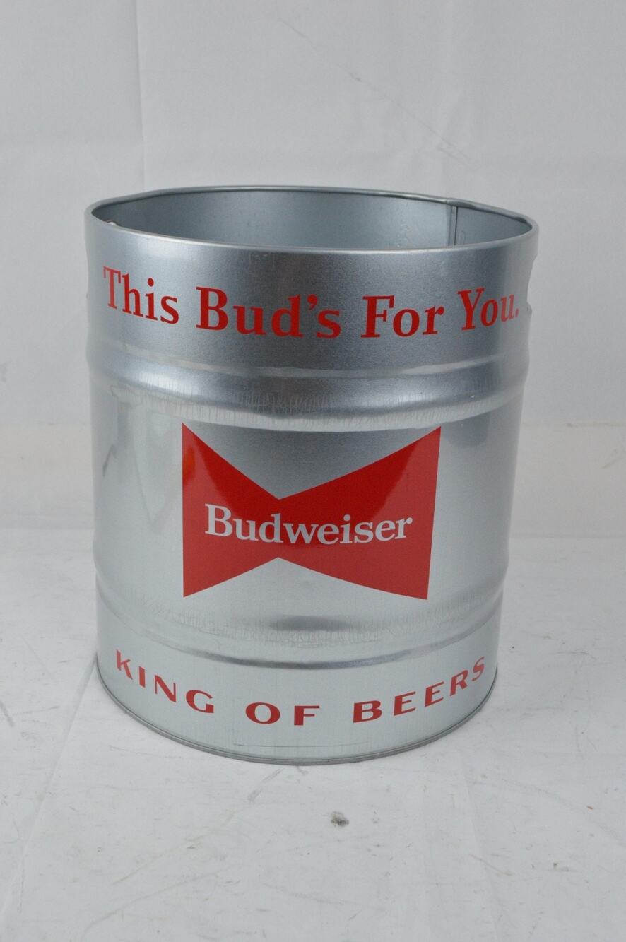 Budweiser Beer Ice Holder Metal Bucket Pony Keg Bow Tie Logo 10”